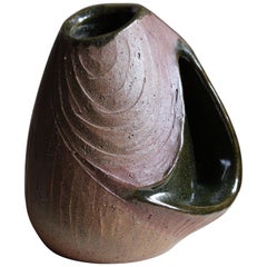 Dänische Künstler-Studio-Vase oder Skulptur, halb glasiertes Steingut, Dänemark, 1960er Jahre