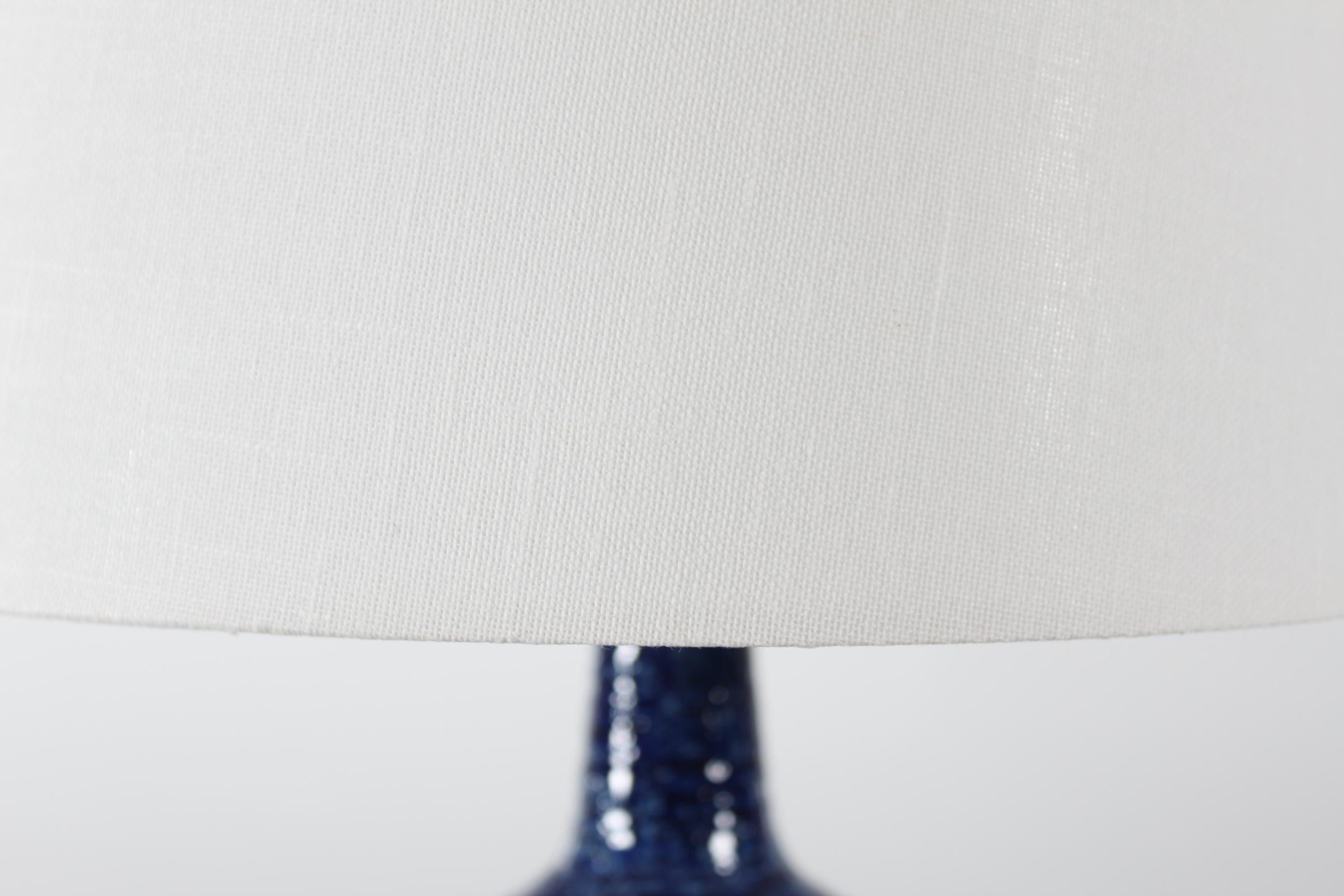 Danish Artistic Palshus Tall Cobalt Blue Table Lamp 1960s with New Lampshade For Sale 4