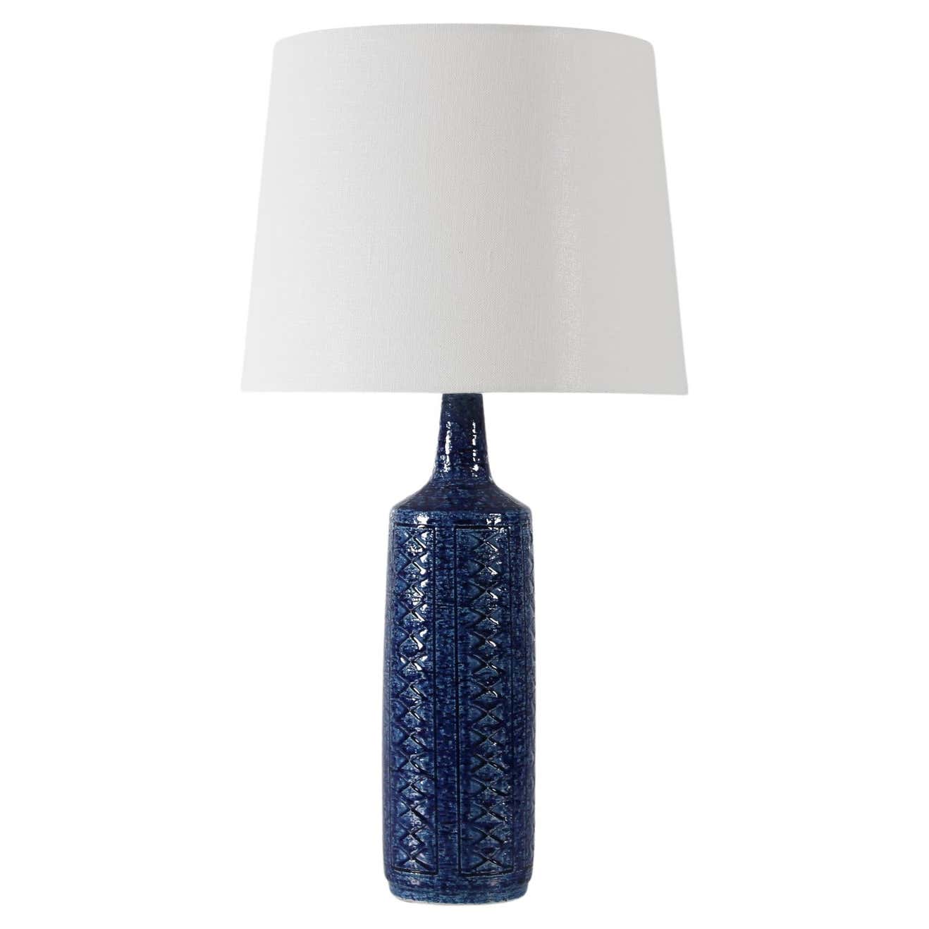 Danish Artistic Palshus Tall Cobalt Blue Table Lamp 1960s with New ...