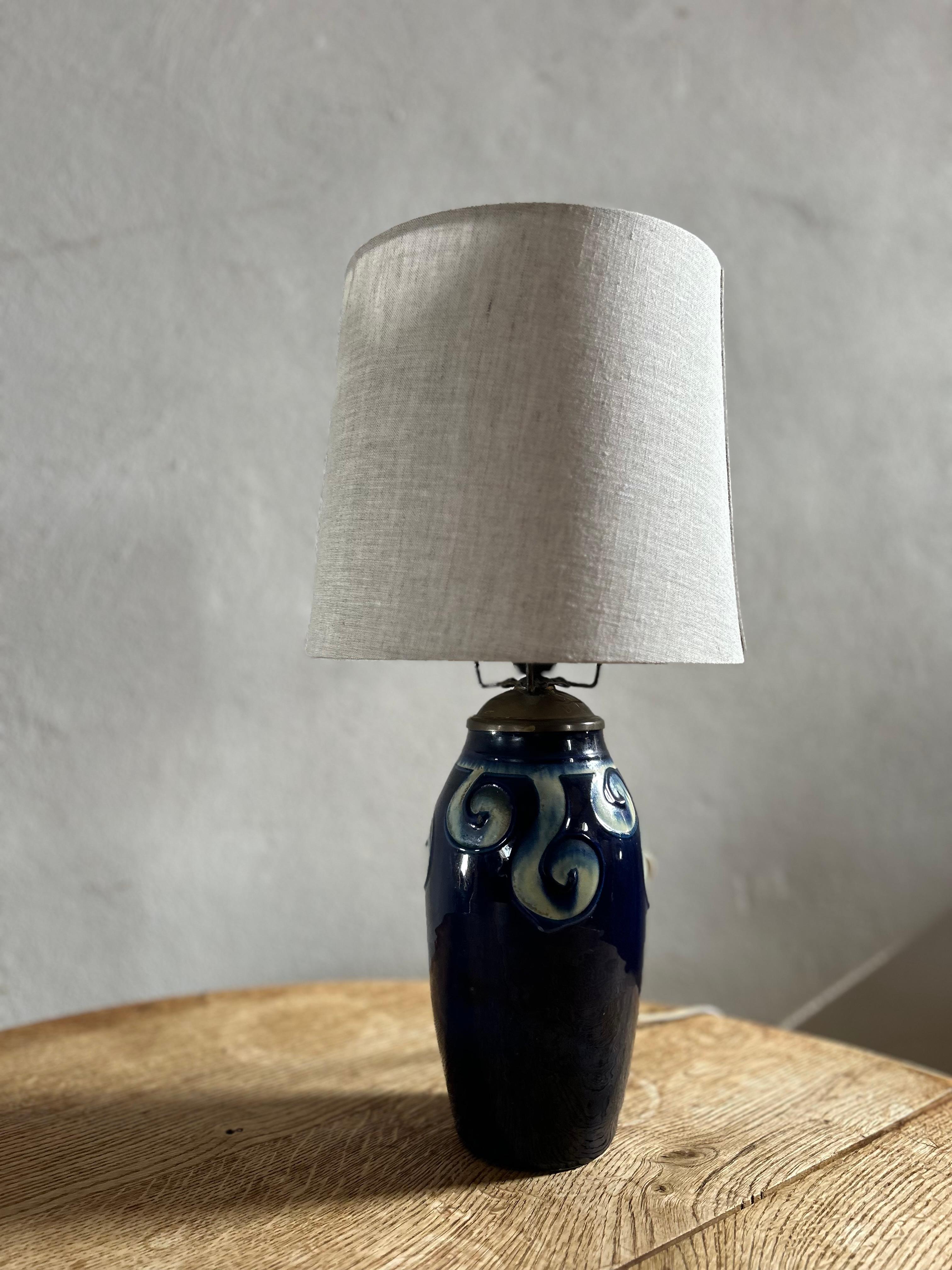 Early 20th Century Danish Arts and Crafts Ceramic Table Lamp, Denmark 1910’s For Sale