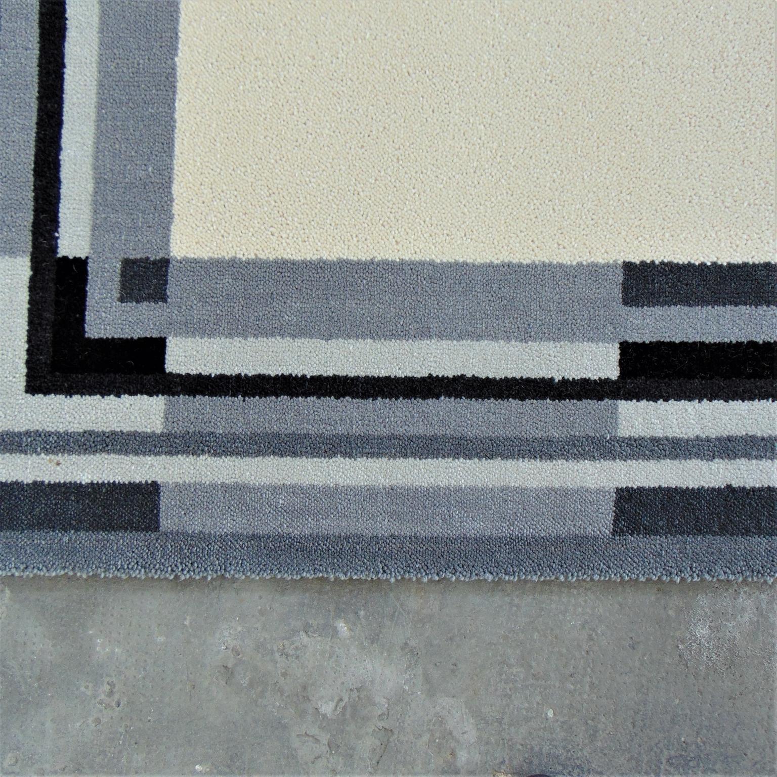 Dänischer dänischer Axminster-Teppich von EGE, reine neue Wolle, cremefarbener Hintergrund und dunkler Rand, 1980er Jahre im Angebot 5