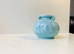 Danish Baby Blue Ceramic Cherub Vase by Michael Andersen, 1940s
