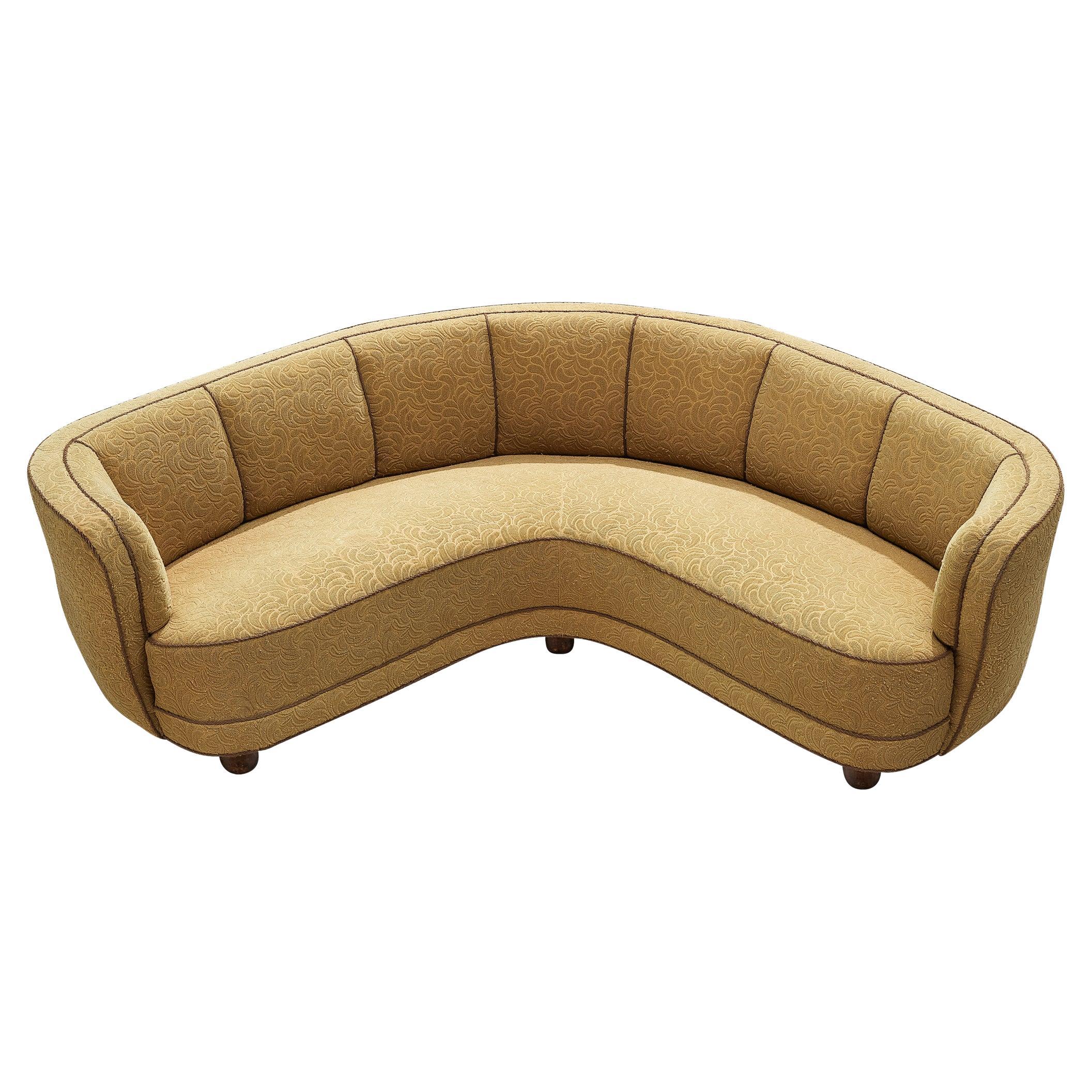 Danish Banana Corner Sofa in Mustard Yellow Upholstery For Sale at 1stDibs