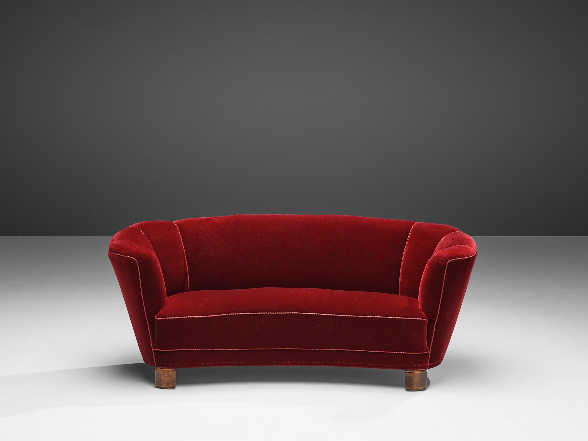 burgundy velvet sofa