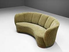 Danish Banana Sofa in Floral Textured Upholstery