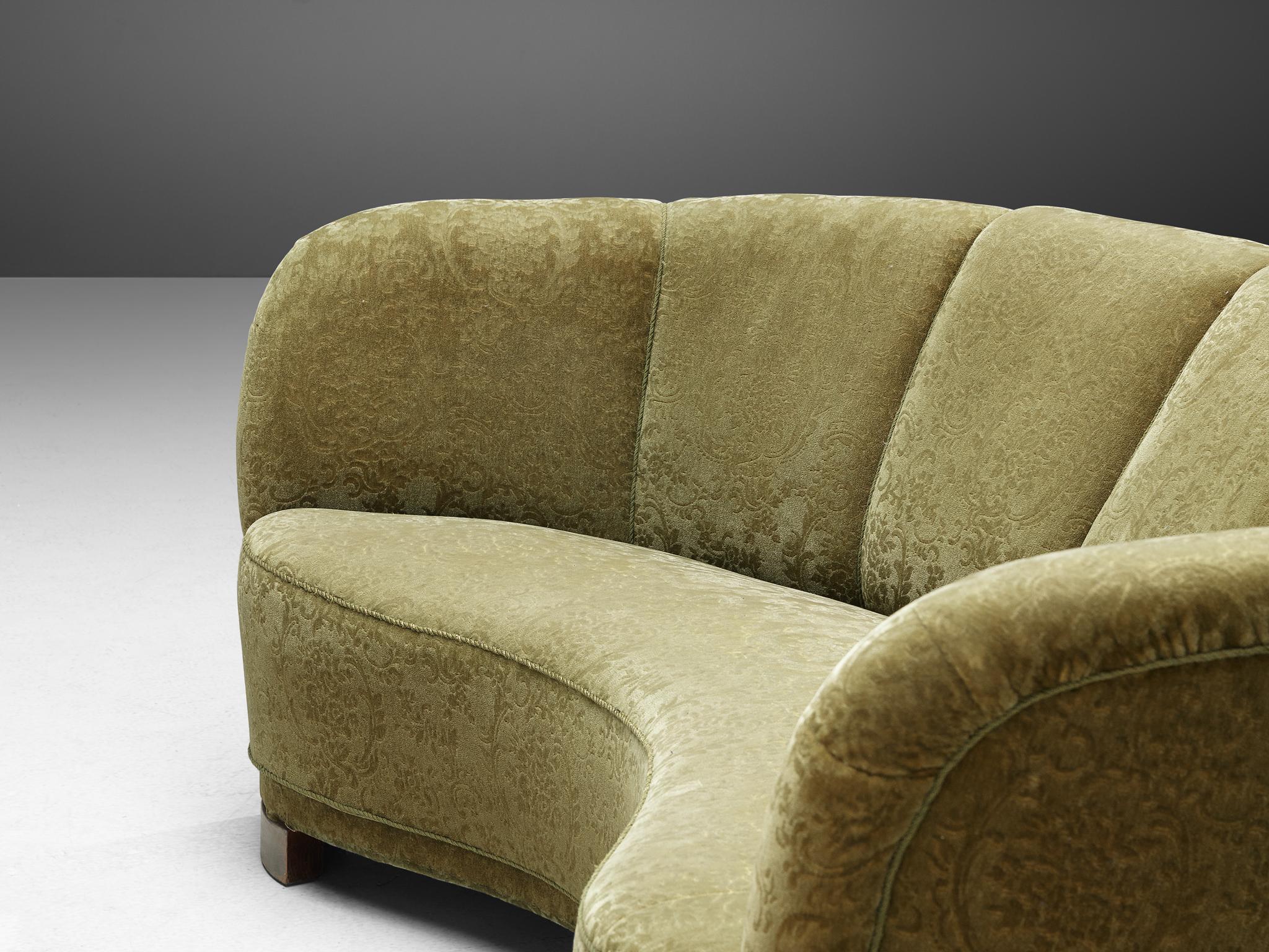 Danish Banana Sofa in Floral Textured Upholstery 1