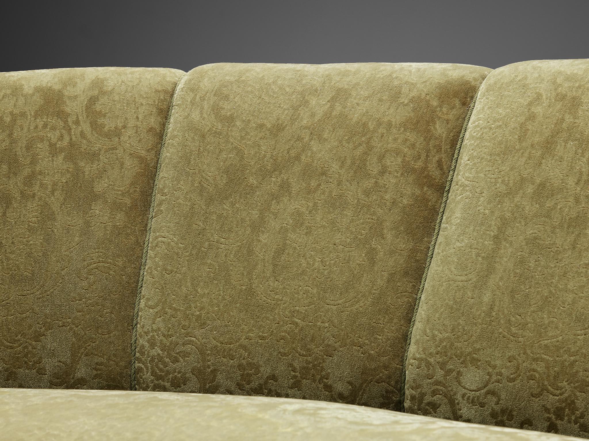 Danish Banana Sofa in Floral Textured Upholstery 2