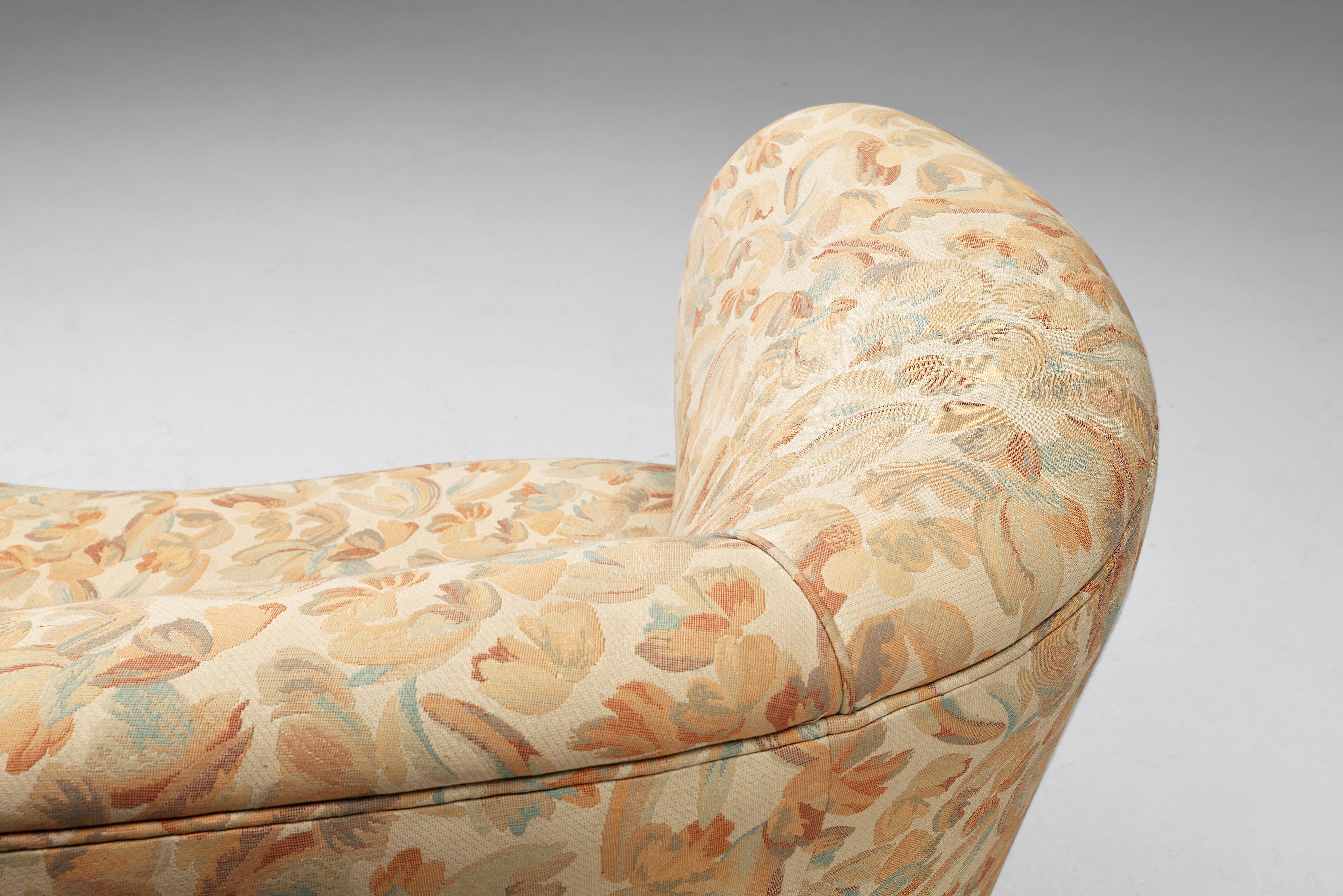 Mid-20th Century Danish 'Banana' Sofa in Floral Upholstery