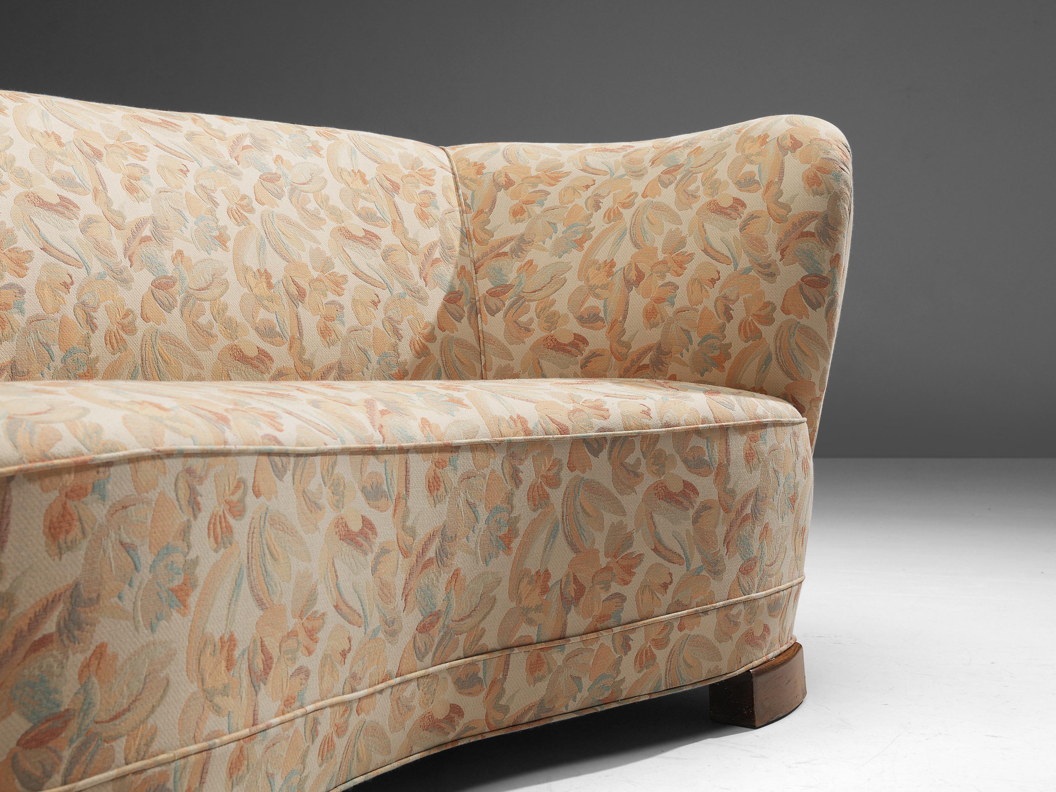 Danish 'Banana' Sofa in Floral Upholstery 1