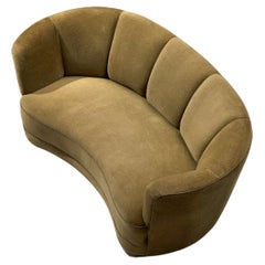 Danish Banana Sofa in Green Upholstery