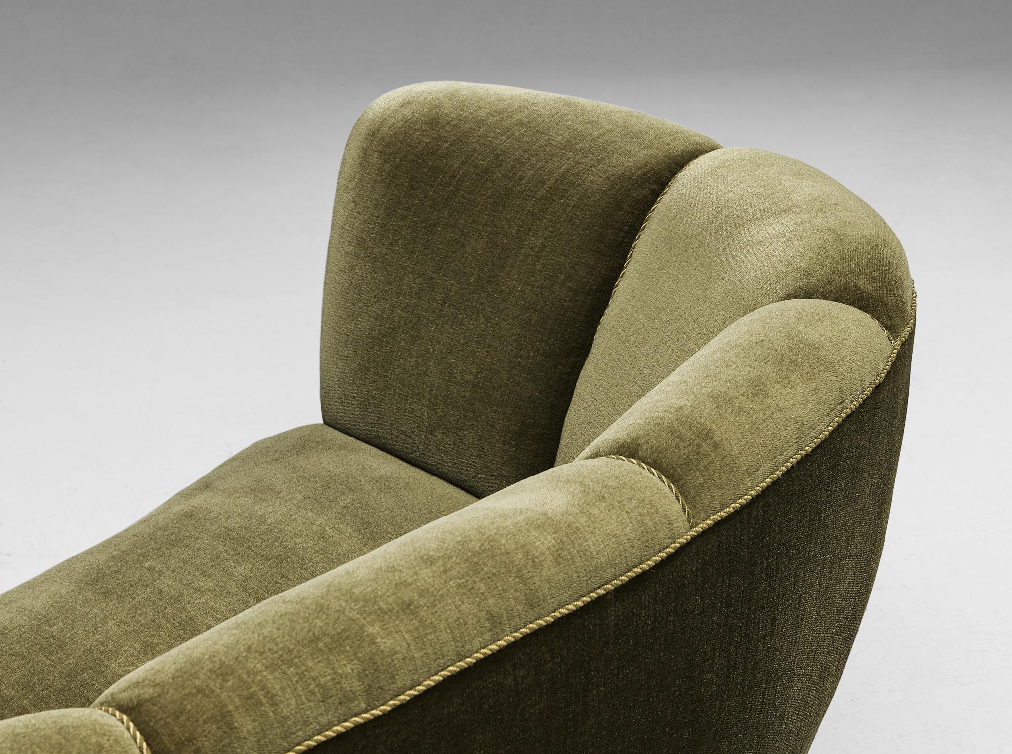 Danish Banana Sofa in Green Velvet Upholstery 4
