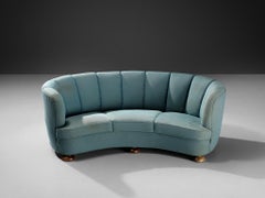 Danish Banana Sofa in Muted Teal Upholstery
