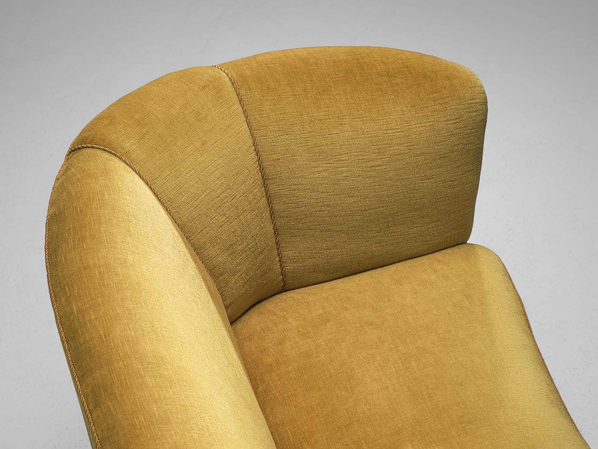 Danish Banana Sofa in Ocher Yellow Velvet  1