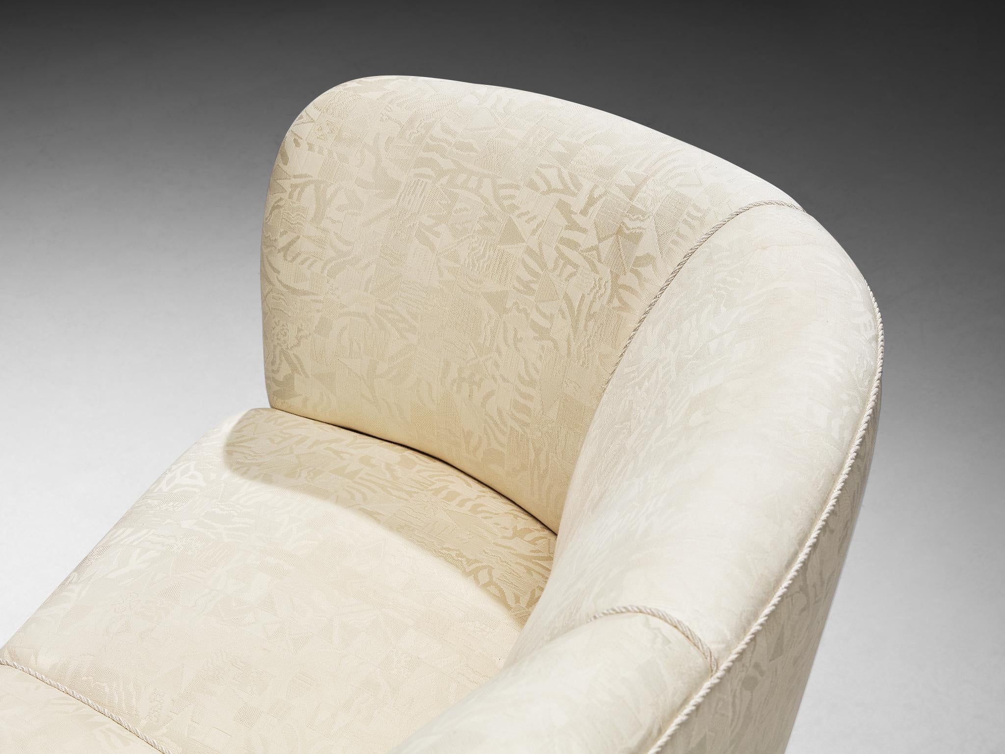 Danish Banana Sofa in Patterned Off White Upholstery 4