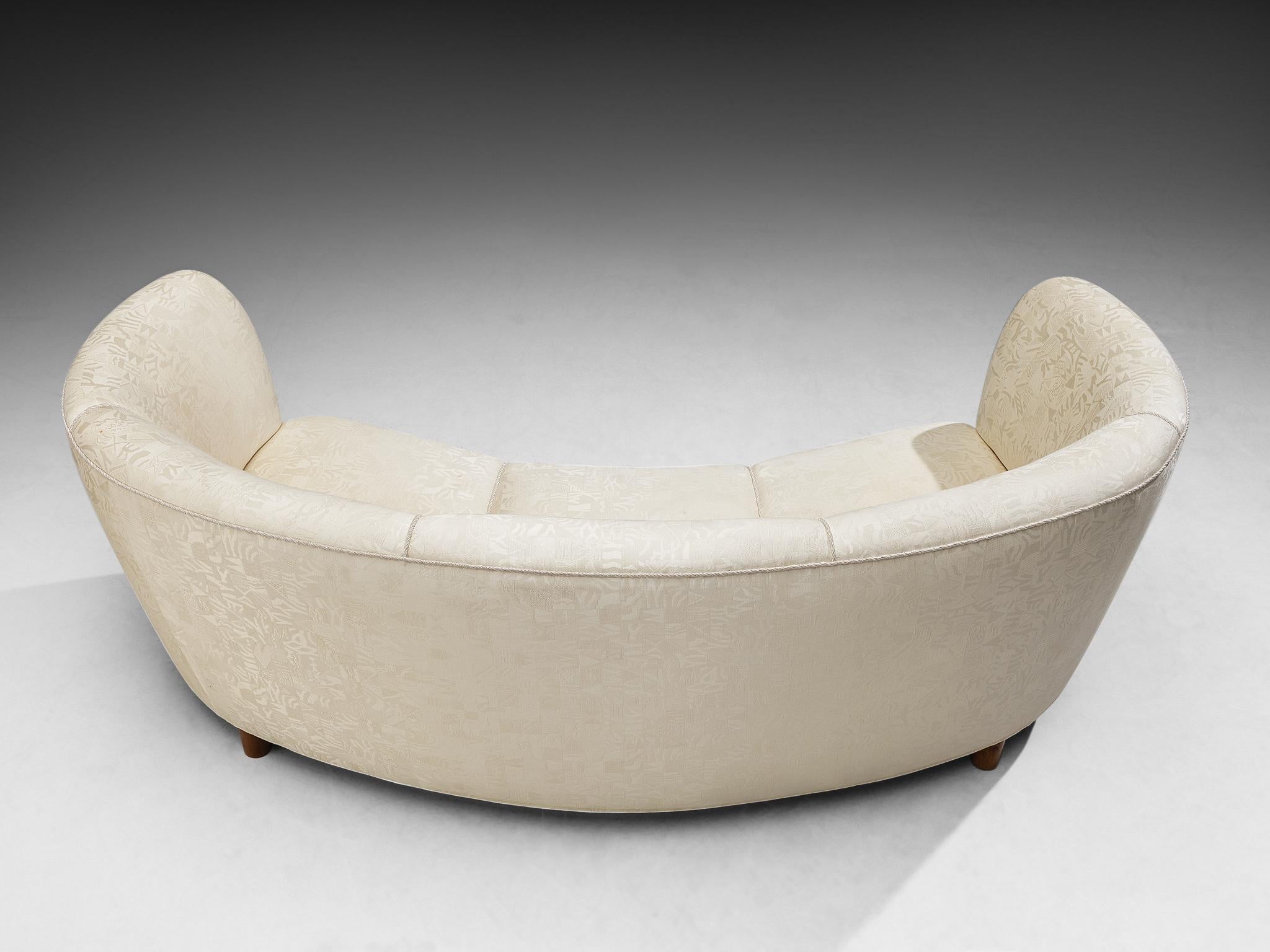 Danish Banana Sofa in Patterned Off White Upholstery 3