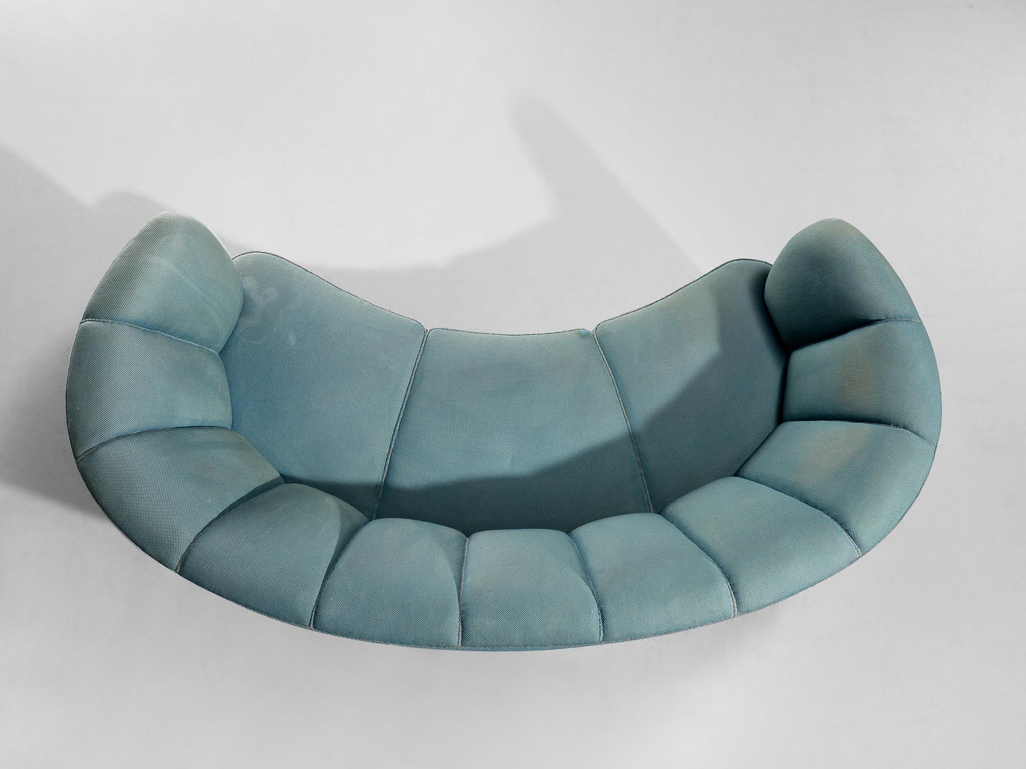 Scandinavian Modern Danish Banana Sofa in Turquoise Upholstery  For Sale