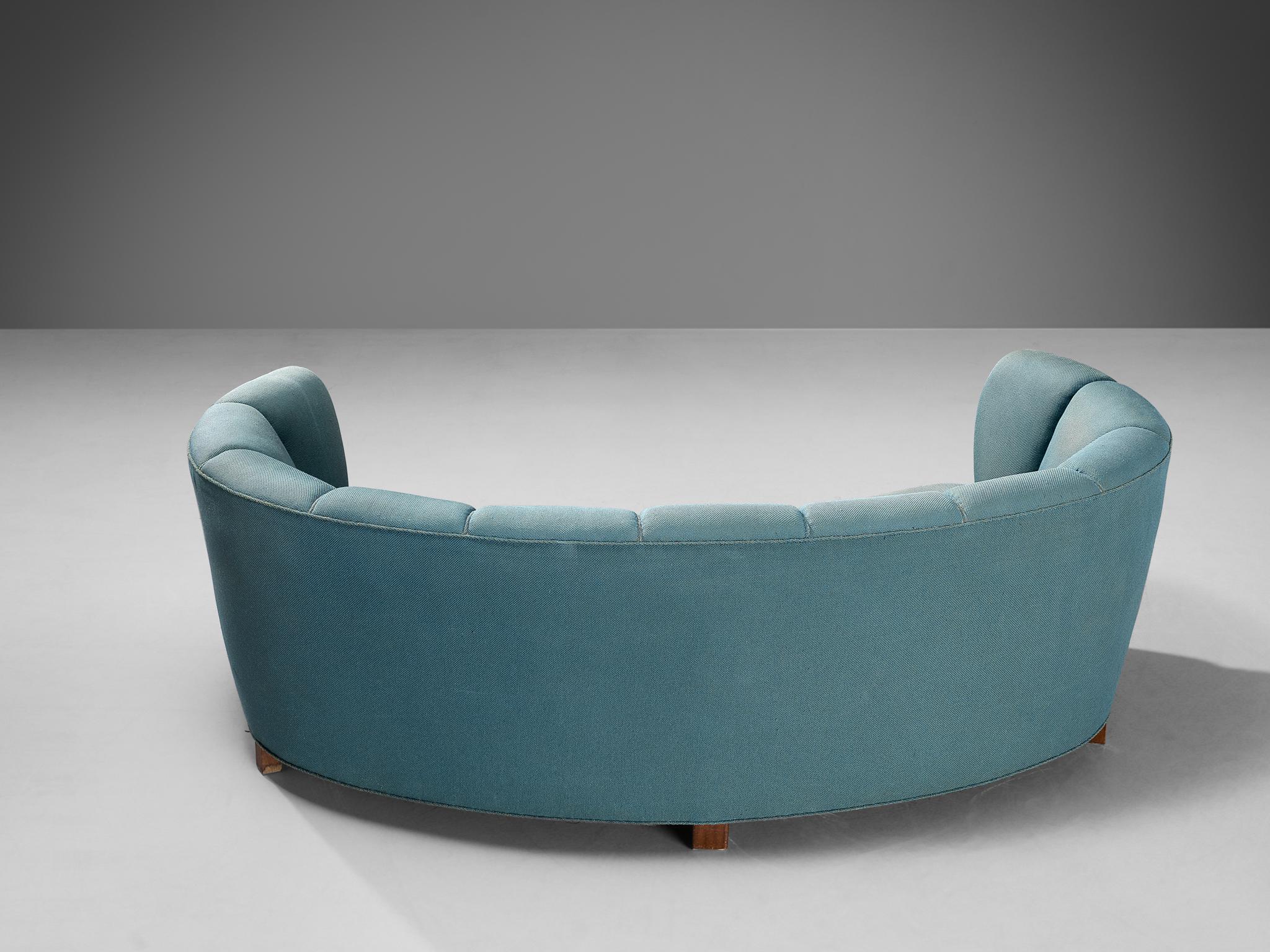 Danish Banana Sofa in Turquoise Upholstery  For Sale 1