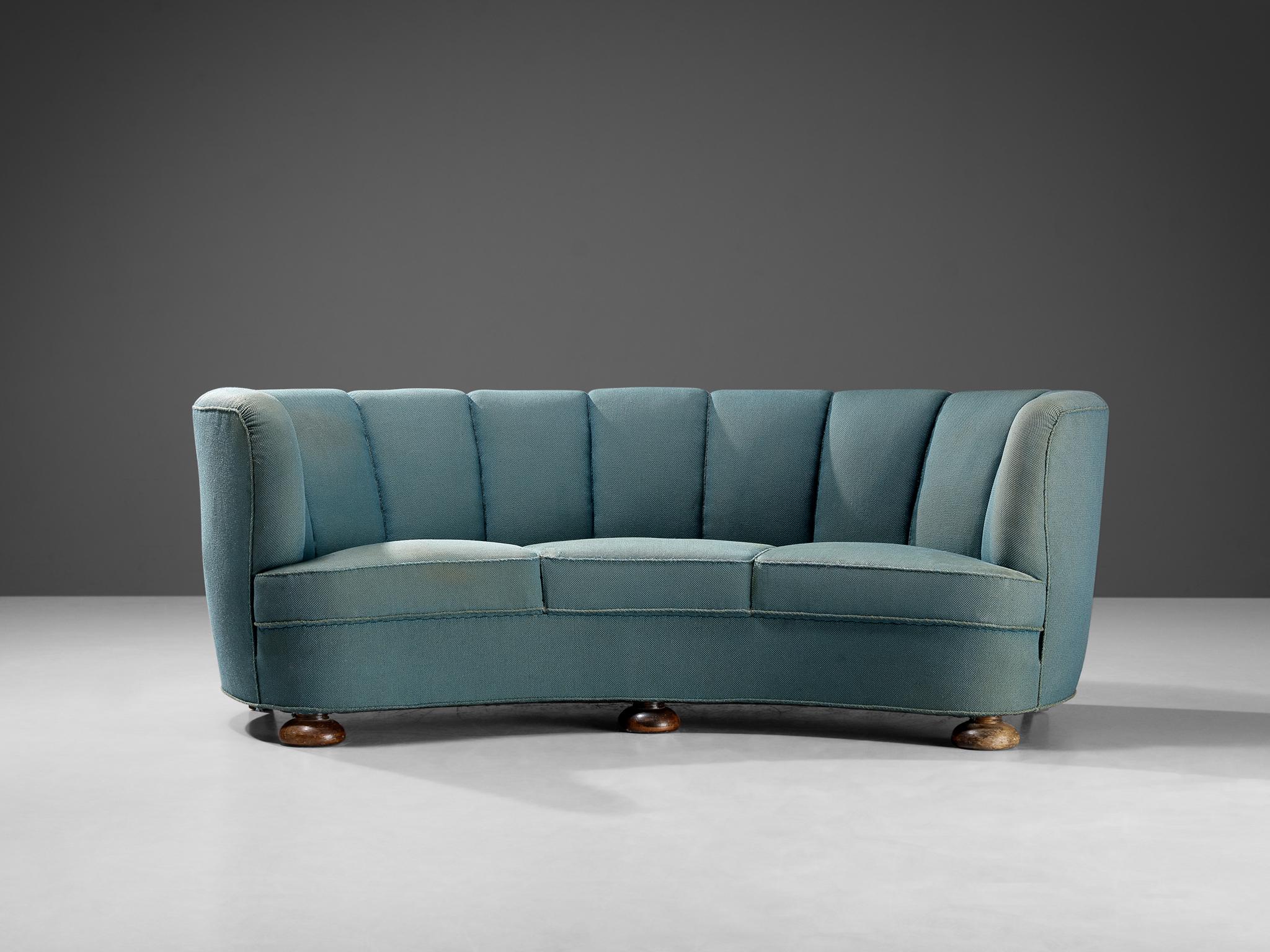 Danish Banana Sofa in Turquoise Upholstery  For Sale 3