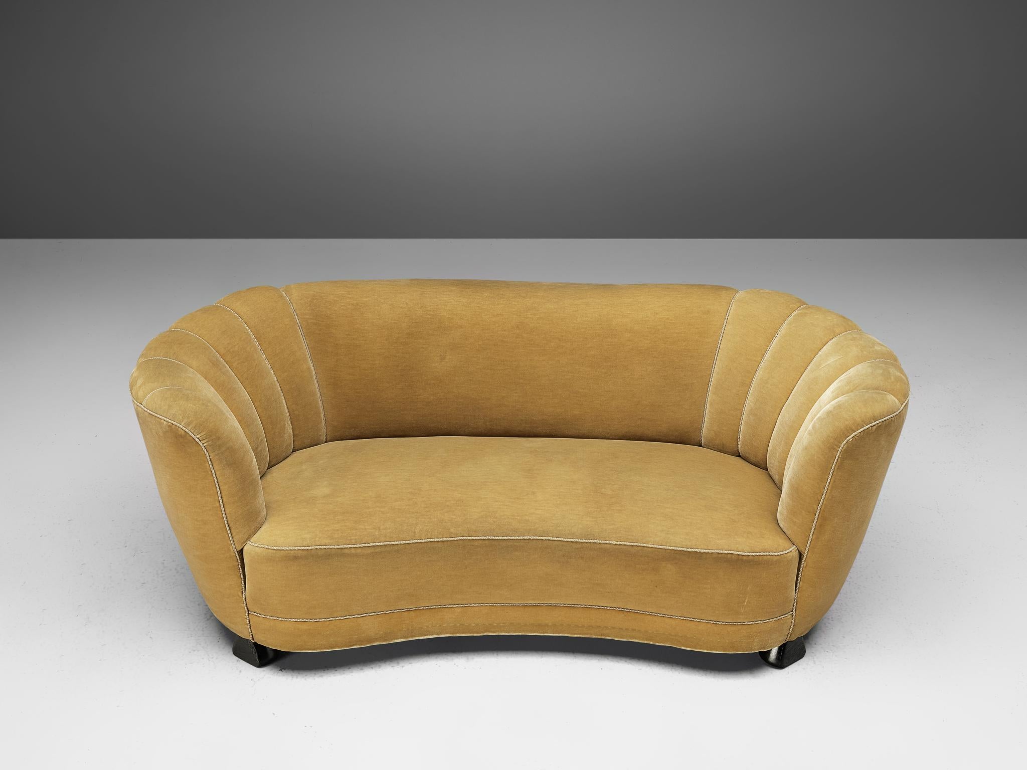 Danish Banana Sofa in Velour Upholstery 4