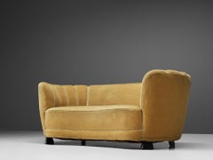 Danish Banana Sofa in Velour Upholstery
