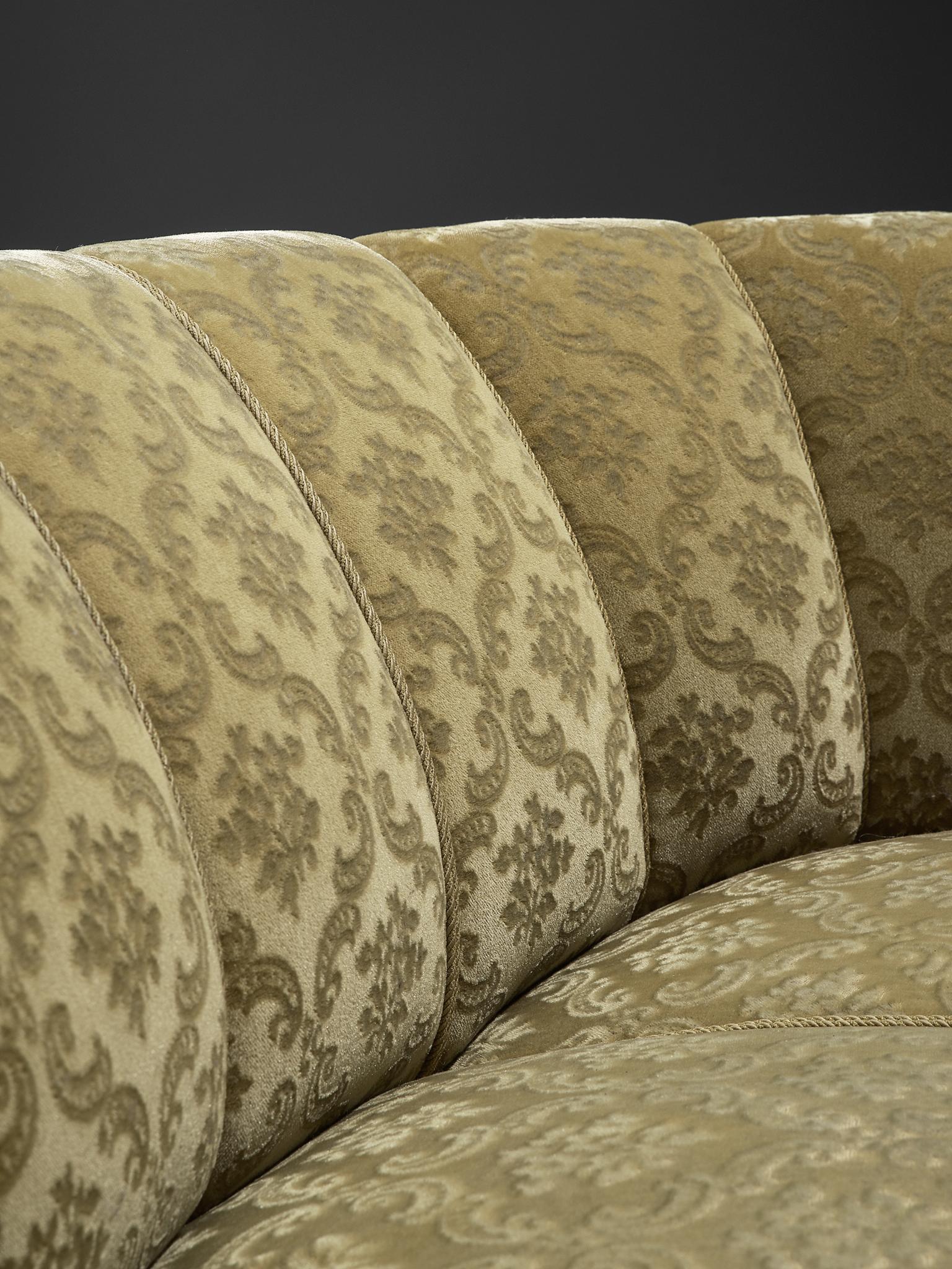 Danish Banana Sofa with Classic Patterned Upholstery 1