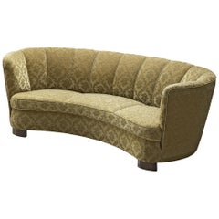 Danish Banana Sofa with Classic Patterned Upholstery