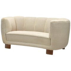 Danish Banana Sofa with Eggshell-White Upholstery