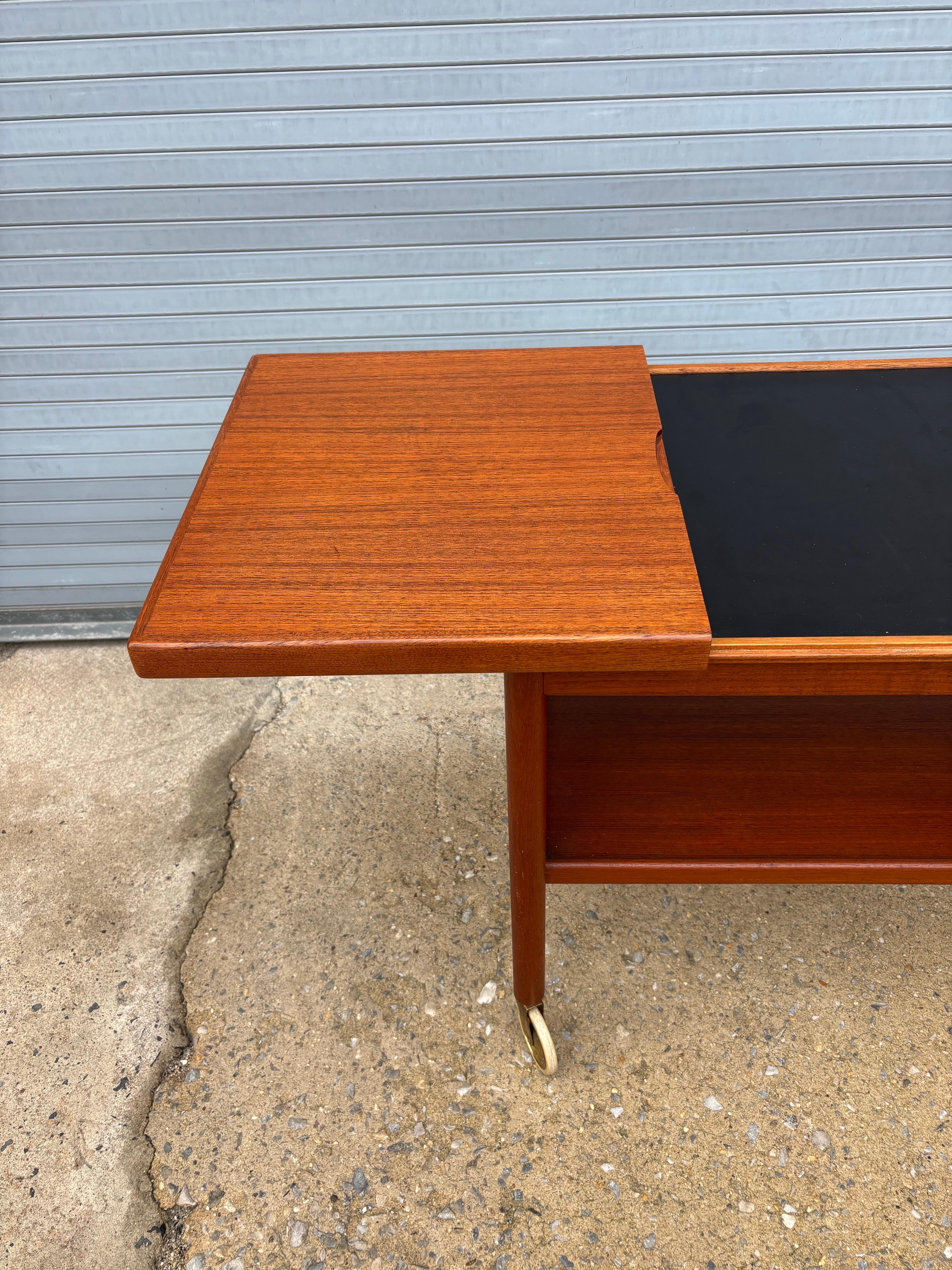 Hand-Crafted Danish Bar Cart with Sliding Top For Sale