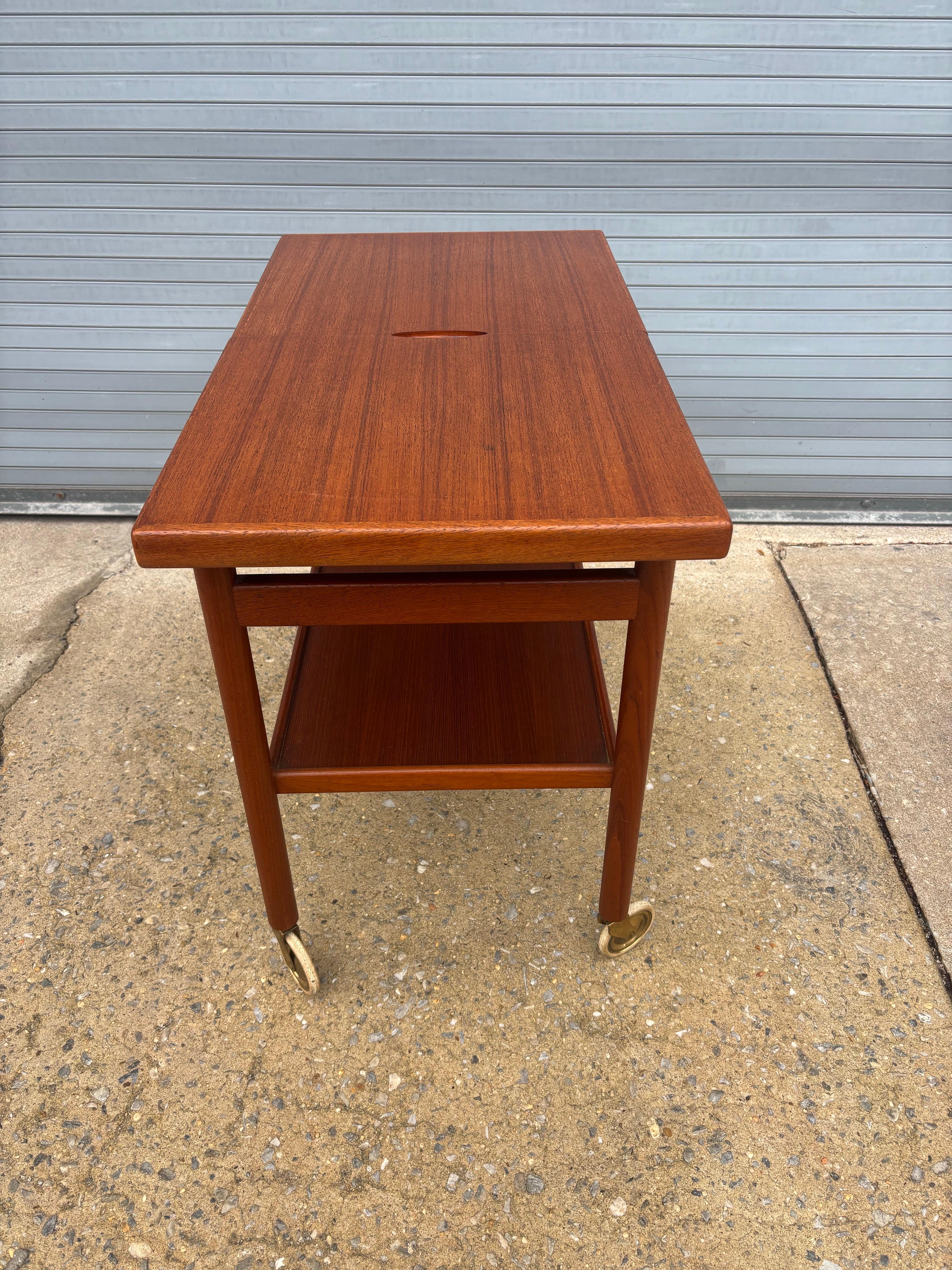 Formica Danish Bar Cart with Sliding Top For Sale