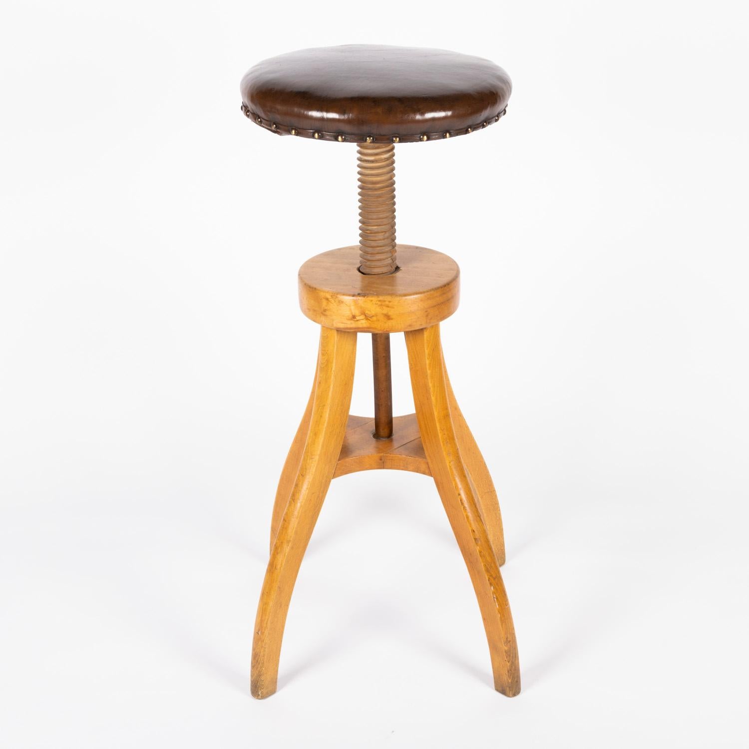 Danish Bar Stool of Adjustable Height In Good Condition For Sale In London, GB