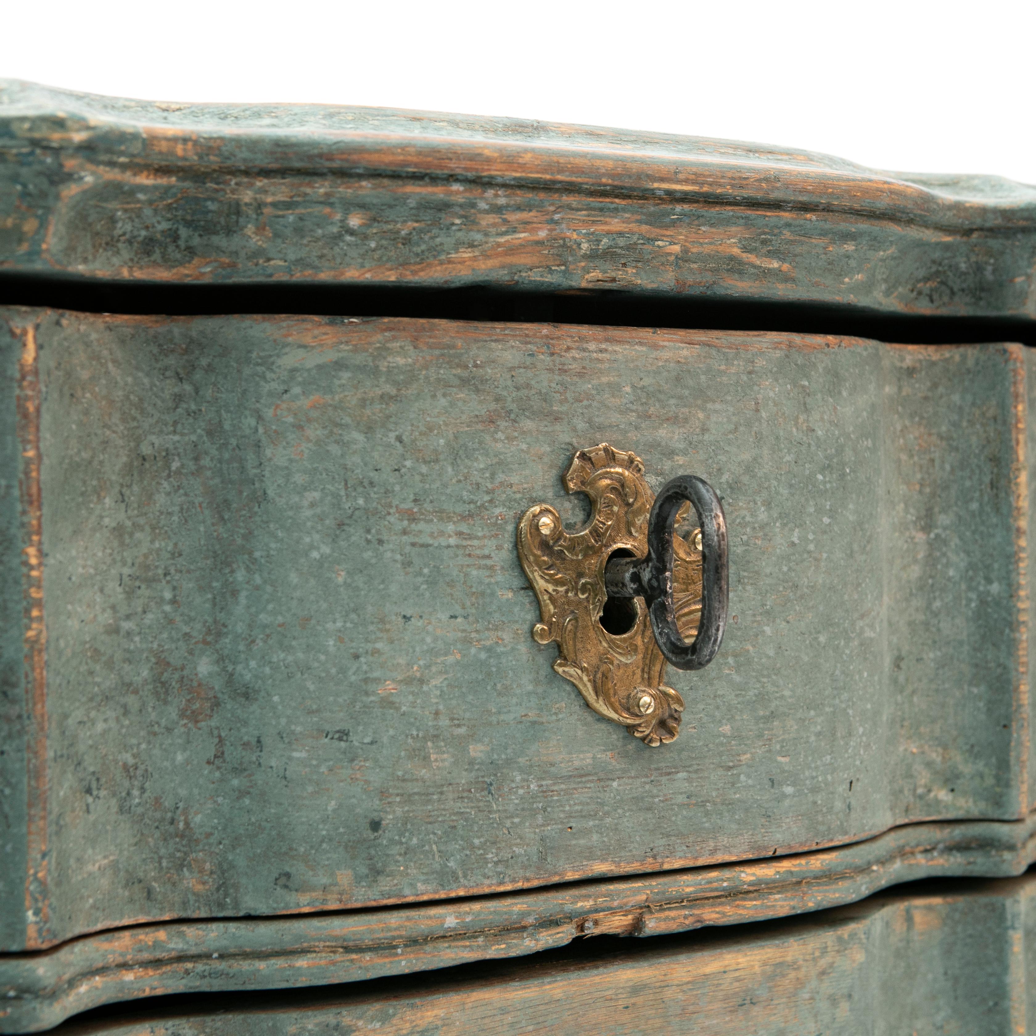 Danish Baroque Blue Scraped Chest of Drawers For Sale 5