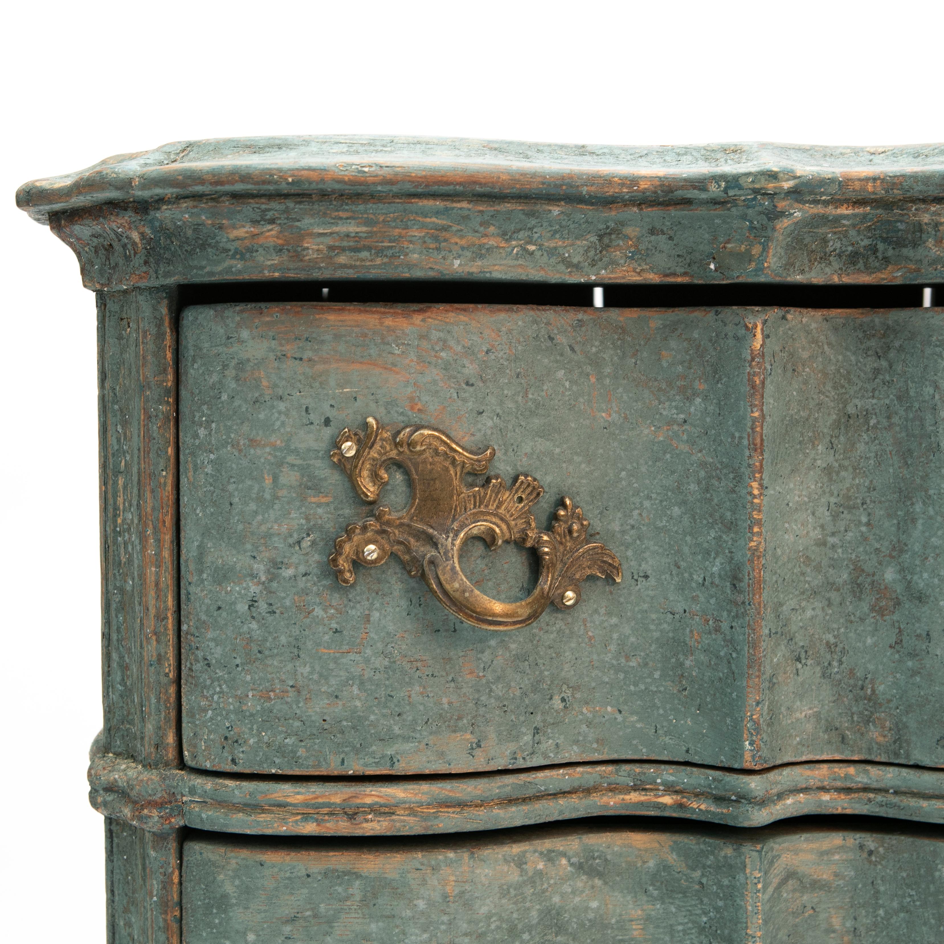 Danish Baroque Blue Scraped Chest of Drawers For Sale 6