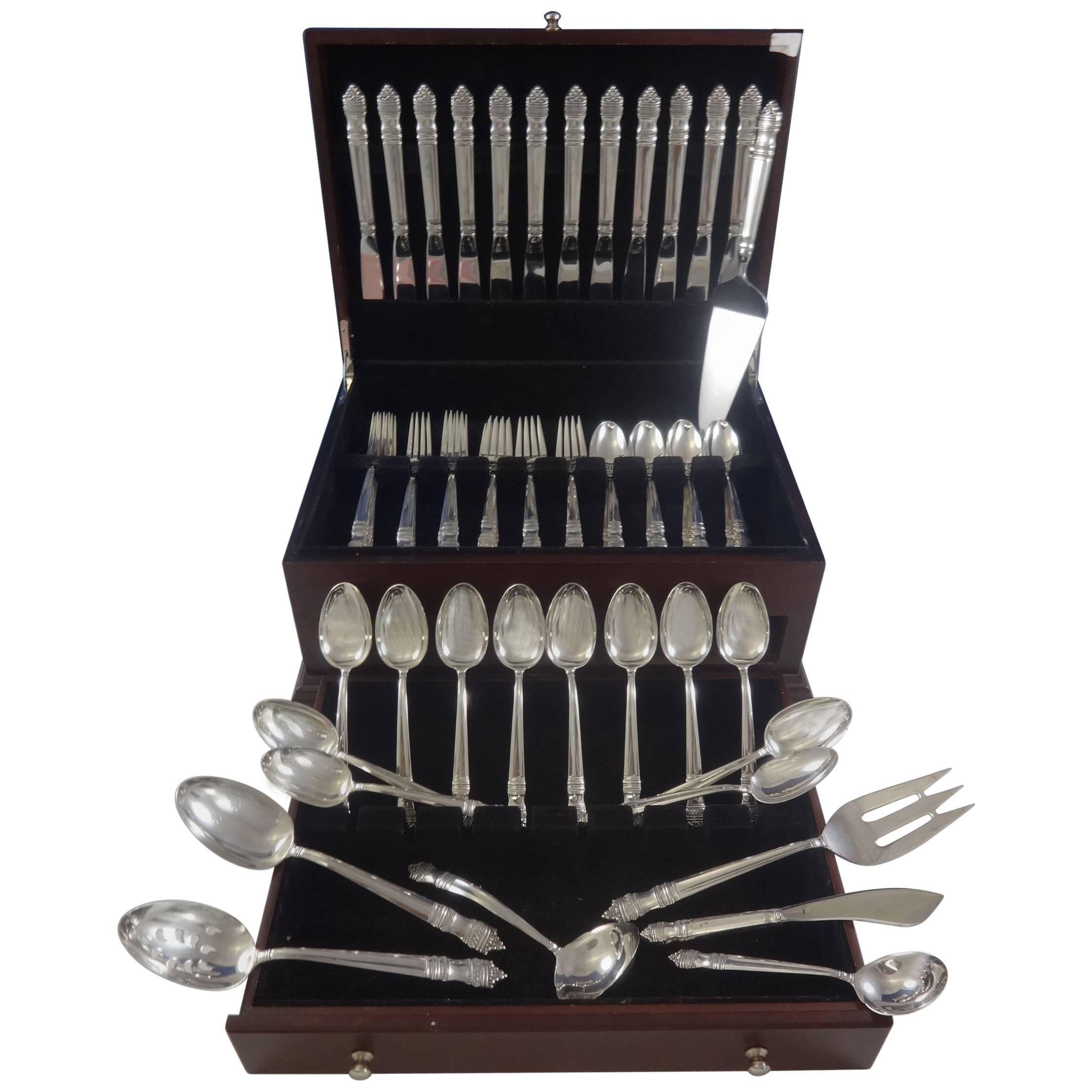Danish Baroque by Towle Sterling Silver Flatware Set for 12 Service 67 Pieces