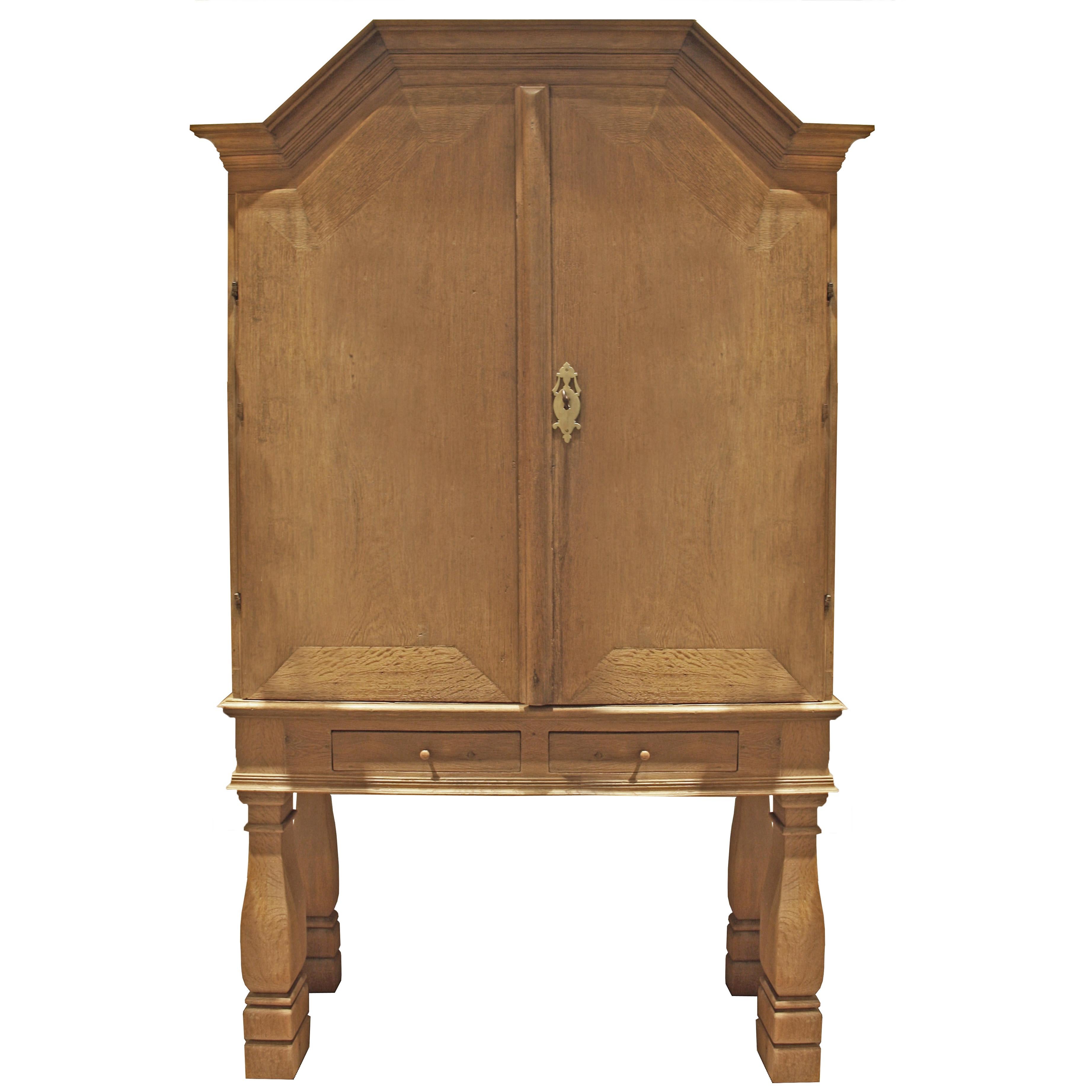 Danish Baroque Oak Cabinet, 18th Century For Sale