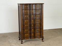 Danish Baroque Oak Serpentine Tallboy Chest of Drawers, 1940s
