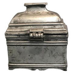 Antique Danish Baroque Pewter Tea Caddy or Jewelry Box