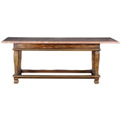 Danish Baroque Style Table with Red Stone Tabletop