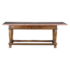 Danish Baroque Style Table with Red Stone Tabletop