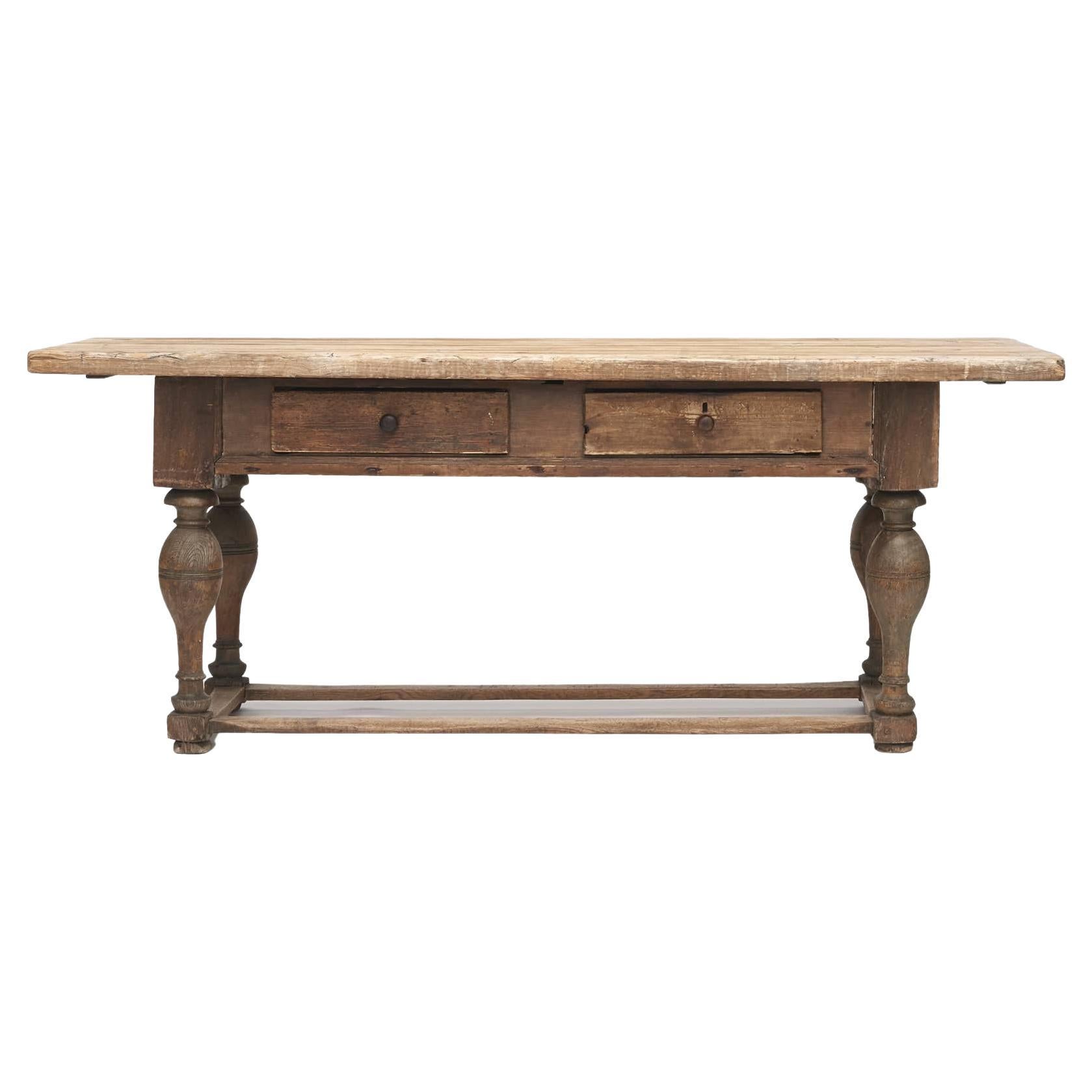 Danish Baroque Oak And Pine Table For Sale