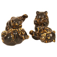 Figuritas danesas Cachorros de oso de Knud Kyhn para Royal Copenhagen, años 50, lote de 4