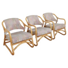 Boho Chic Upholstered Bamboo Armchairs