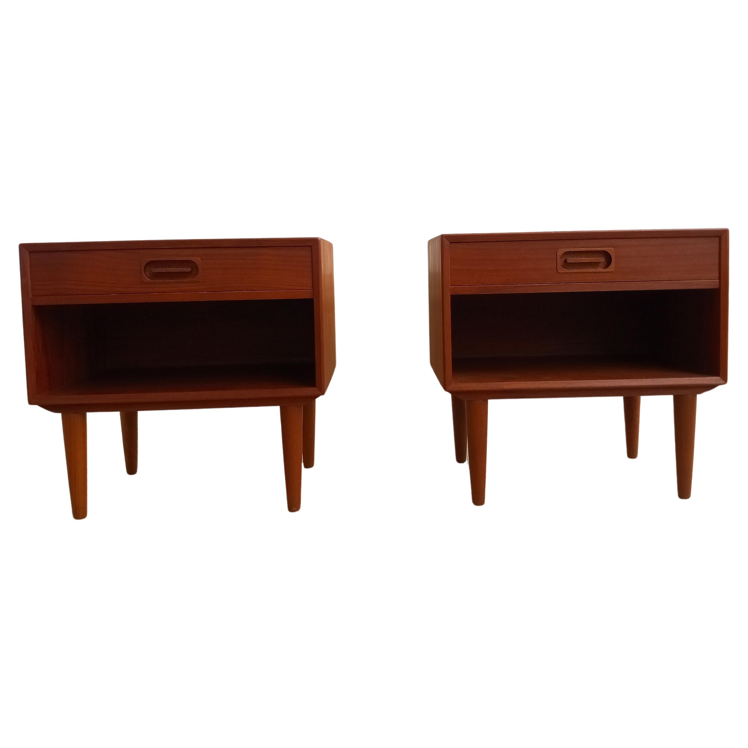 nice pair of nightstands attr. by Johannes Andersen for Dyrlund in good used condition. 
