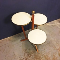 Danish Beech, Laminate and Brass Plant Pot, 1960s