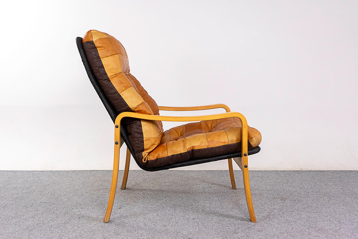 Danish Beech & Leather Lounge Chair  For Sale 4