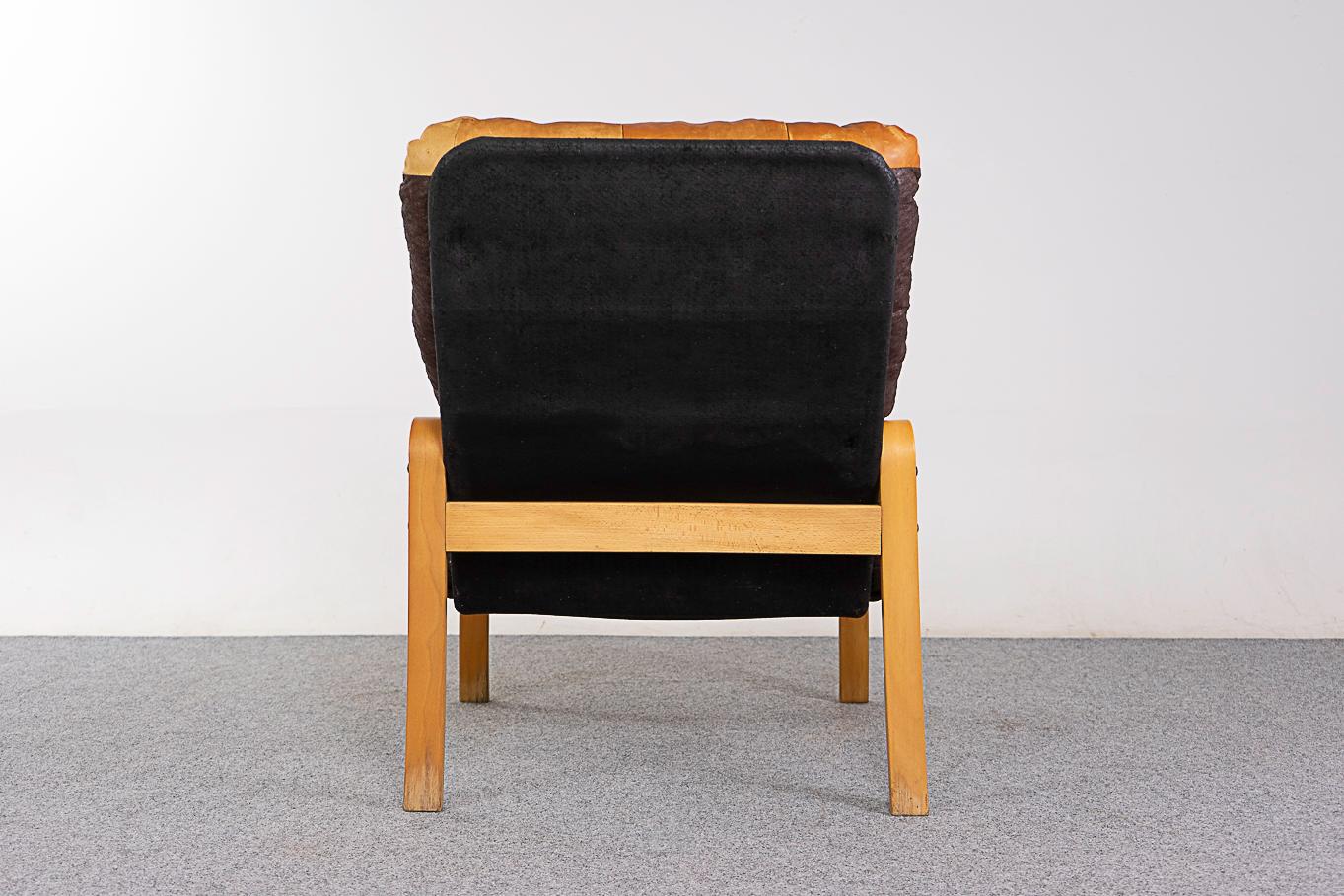 Danish Beech & Leather Lounge Chair  For Sale 6
