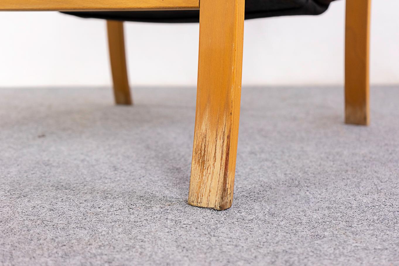 Scandinavian Modern Danish Beech & Leather Lounge Chair  For Sale