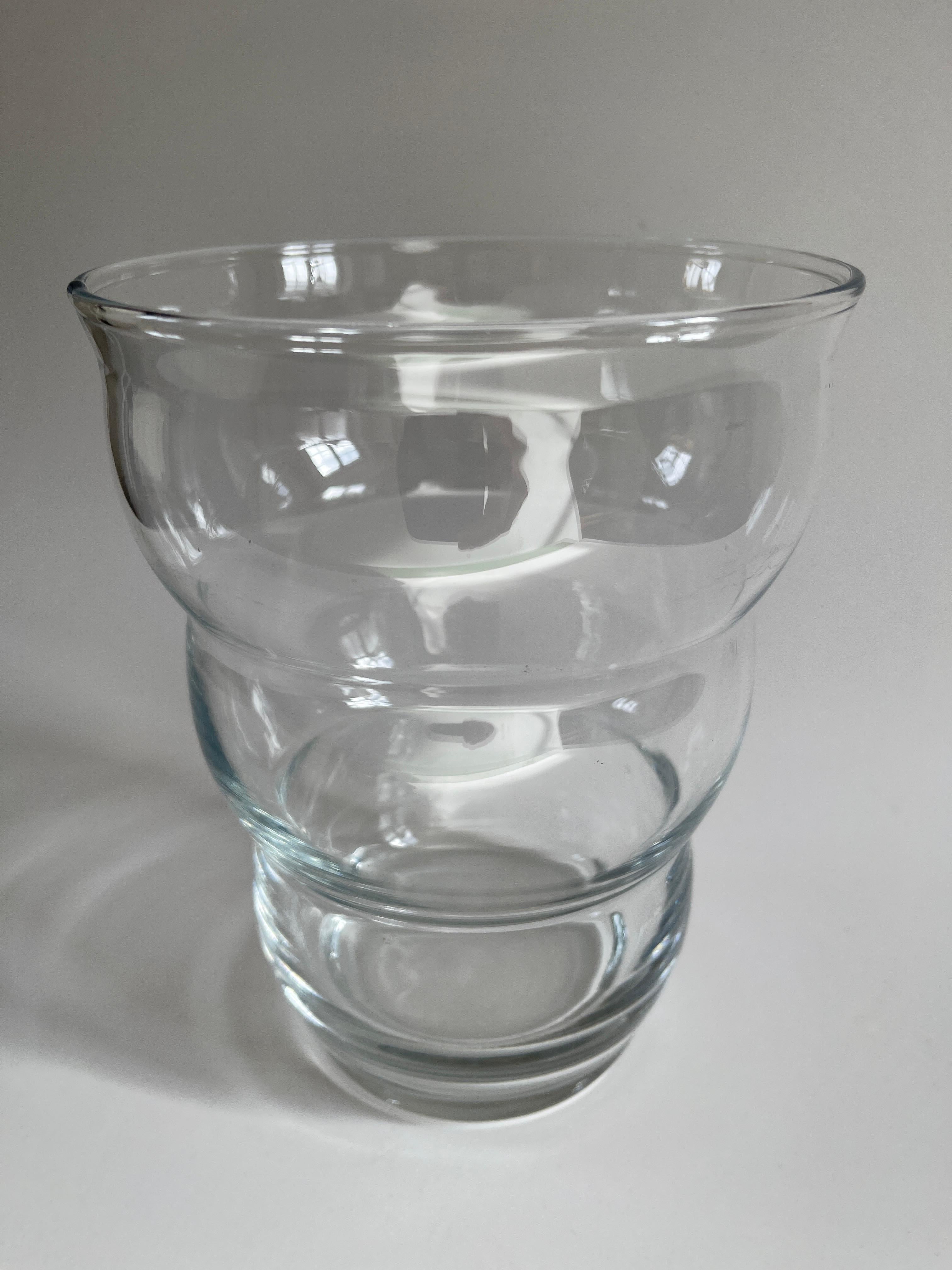 Danish Beehive Form Clear Glass Vase In Good Condition For Sale In New York, NY