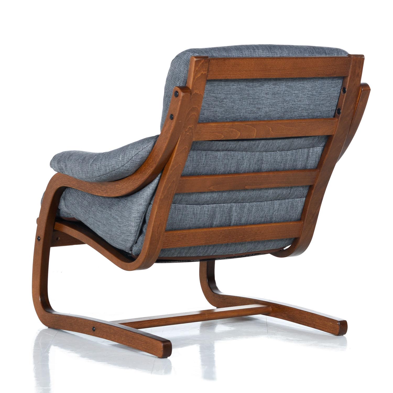 Scandinavian Modern Danish Bent Teak Cantilever Lounge Chair Set by Stouby Polster, Fully Restored