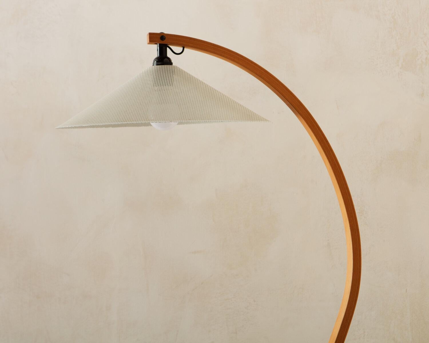 Mid-Century Modern Danish Bentwood Lamp by Caprani with White Perforated Metal Shade