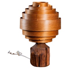 Danish Bentwood Table Lamp on Wooden Base